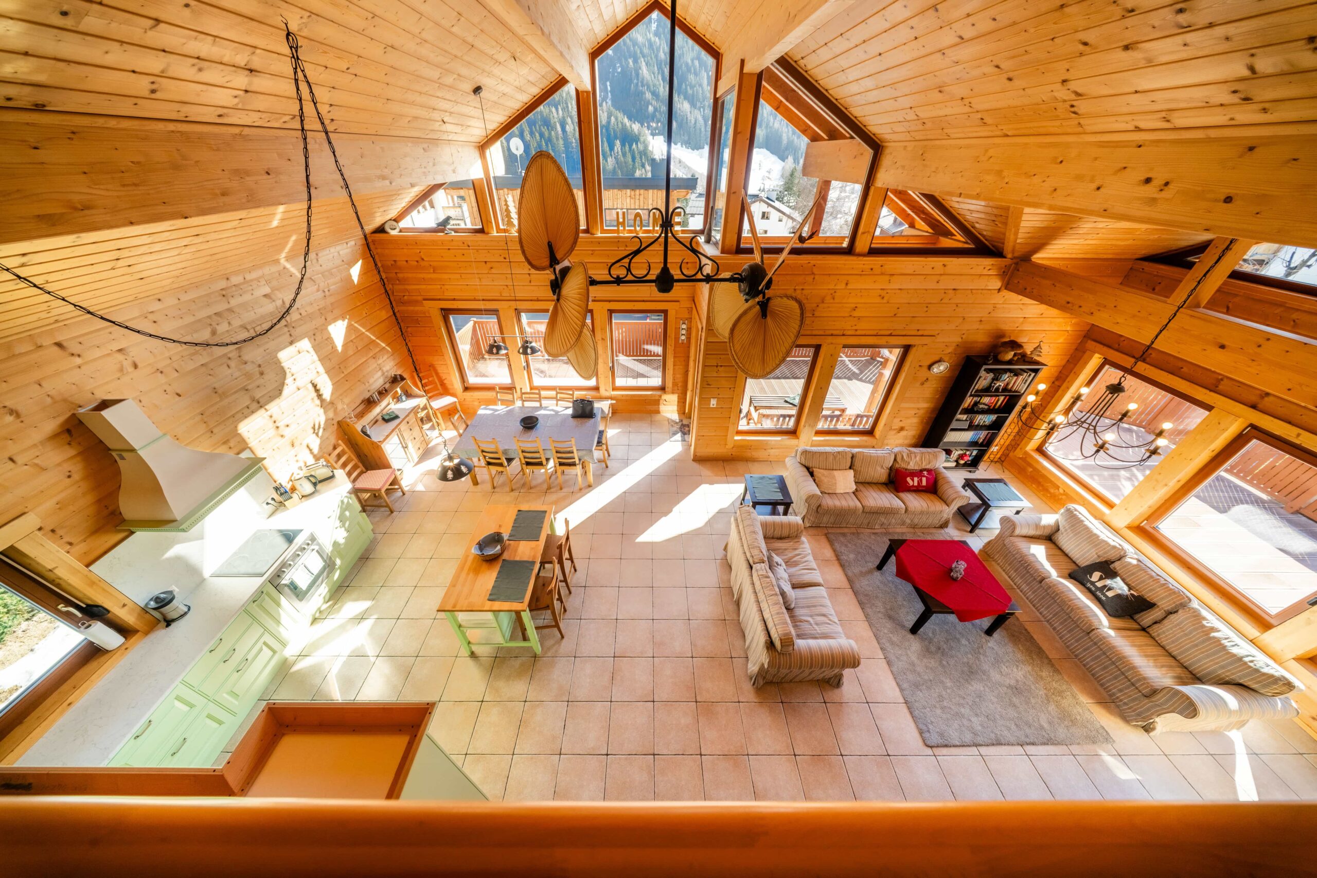 Seating group from above in the Lodge in St. Anton am Arlberg